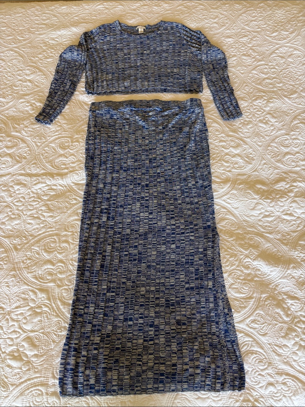 Maternity Blue Patterned Maxi Skirt Set